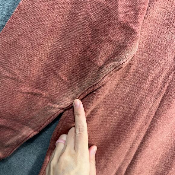 LOGO by Lori Goldstein Sun Faded Cotton V-Neck Sweater Orange Spice, Medium - Picture 9 of 10